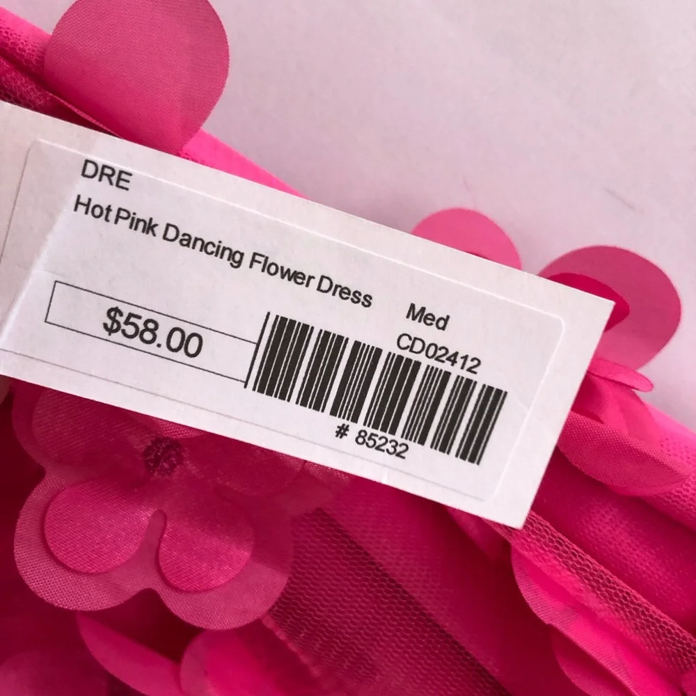 TCEC Pink 3D Floral Mini Halter Dress With Back Bow Tie Size M Valentine Party